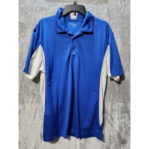 Harrinton Polo Shirt Mens L Polyester Short Sleeve Blue Golf Preppy Casual